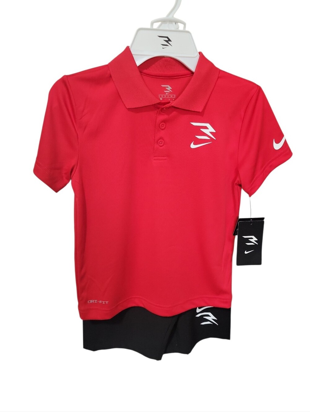 NWT Nike 3BRAND Russell Wilson Boys Polo & Shorts Set Red